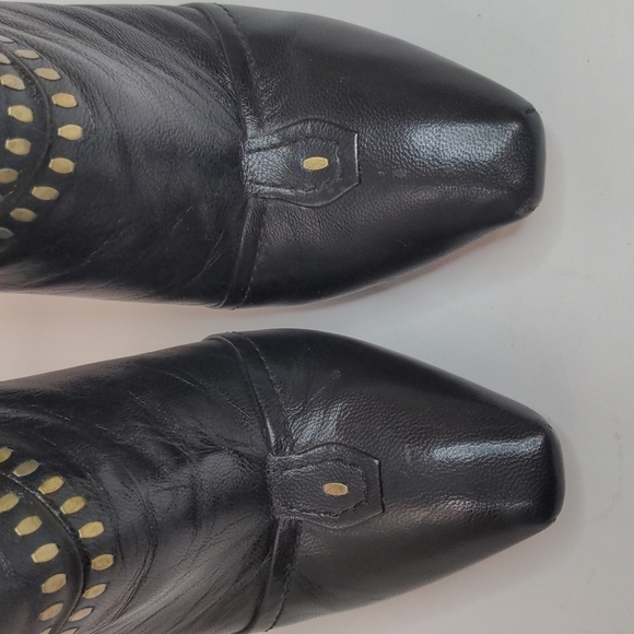 L.a.m.b. Jaycee Black Leather Studded Stiletto Ankle Boots 8.5 - Picture 8 of 10